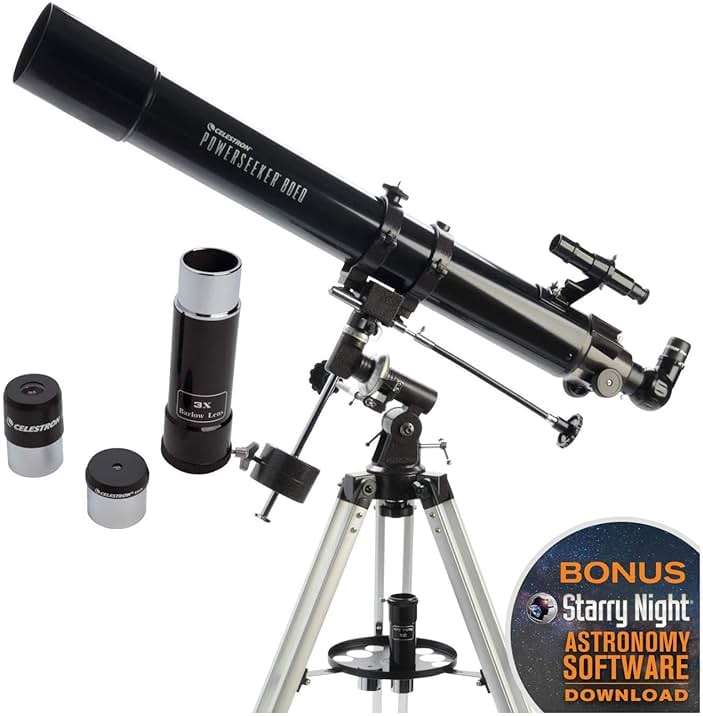 Celestron - PowerSeeker 80EQ Telescope - Manual German Equatorial Telescope for Beginners - Compact and Portable - Bonus Astronomy Software Package - 80mm Aperture - Image 9