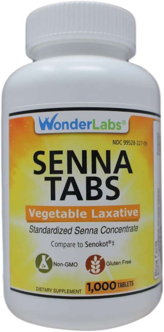 Wonder Laboratories Senna Tablets All-Natural Vegetable Laxative for Relief of Constipation, Generic for Senokot, 1000 Tablets - Image 1