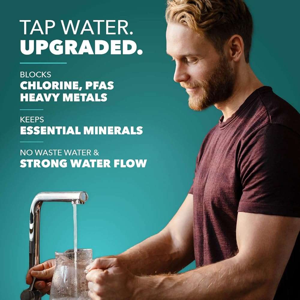 CuZn Under Sink Water Filter for Sink Faucet, 5 Year Filter Life, NSF/ANSI 42 & 372 Certified, Reduces PFAs, PFOS, Lead, Chlorine, Inline Faucet Connection, Improves Tap Water Taste - Image 3