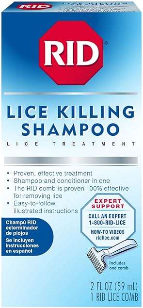 RID Lice Killing Shampoo Proven Effective Head Lice Treatment for Kids and Adults Includes Nit Comb Bottle Ounces, Piece Set, 2 Fl Oz - Image 1