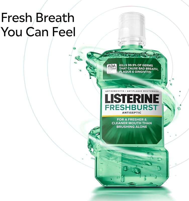Listerine Freshburst Intense Antiseptic Mouthwash for Bad Breath, Kills 99.9% of Germs that Cause Bad Breath & Fight Plaque & Gingivitis, ADA Accepted Mouthwash, Intense Spearmint, 250 mL - Image 2