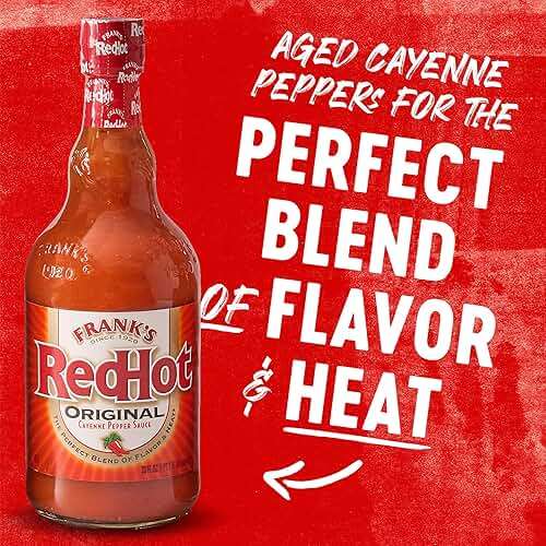 Frank's RedHot Hot Sauce, Original, Made with Cayenne Peppers, Ready-To-Use, Shake or Pour Over Chicken Wings, Sandwiches, Pizza, and More for the Perfect Bend of Flavor and Heat, 23 fl oz - Image 16