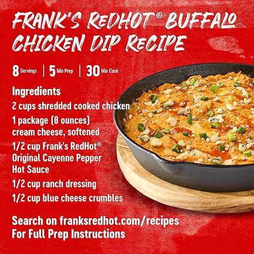 Frank's RedHot Hot Sauce, Original, Made with Cayenne Peppers, Ready-To-Use, Shake or Pour Over Chicken Wings, Sandwiches, Pizza, and More for the Perfect Bend of Flavor and Heat, 23 fl oz - Image 9