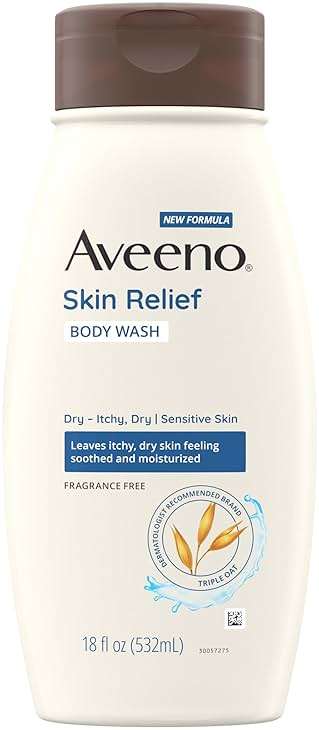 Aveeno Skin Relief Body Wash with Triple Oat Complex, Fragrance-Free, Gentle Daily Body Wash for Sensitive Skin Leaves Itchy, Dry Skin Feeling Soothed & Moisturized 18 Fl Oz - Image 1