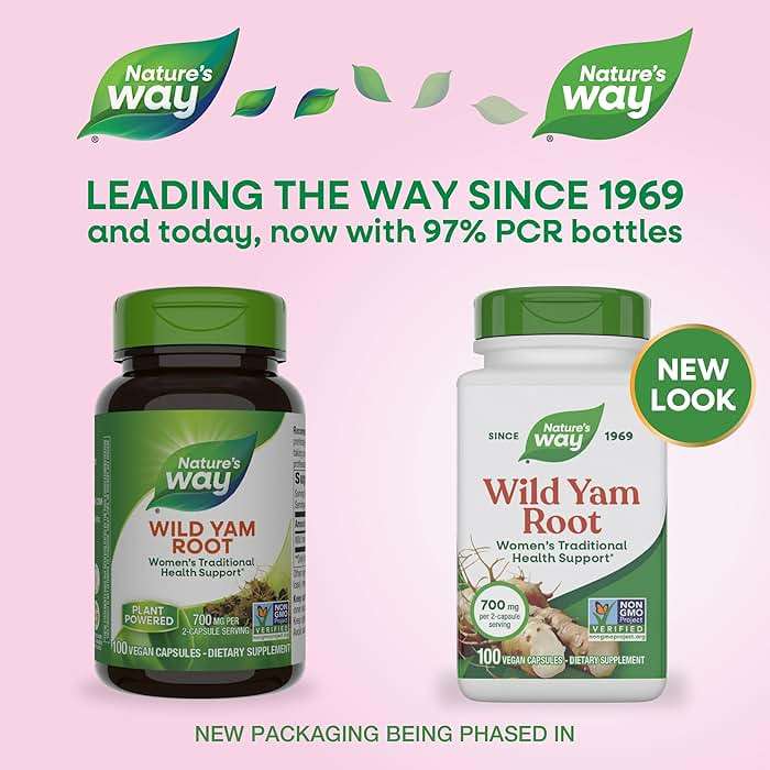 Nature's Way Wild Yam Root Capsules, Women's Traditional Health Support*, 700 mg per 2-Capsule Serving, Non-GMO Project Verified, 100 Vegan Capsules (Packaging May Vary) - Image 3