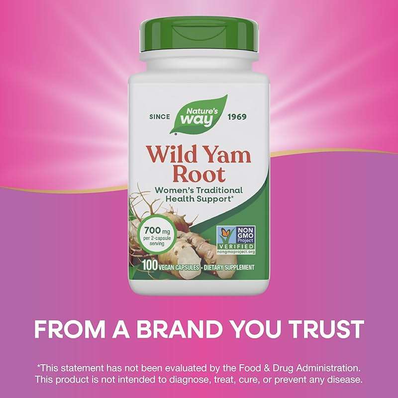 Nature's Way Wild Yam Root Capsules, Women's Traditional Health Support*, 700 mg per 2-Capsule Serving, Non-GMO Project Verified, 100 Vegan Capsules (Packaging May Vary) - Image 5