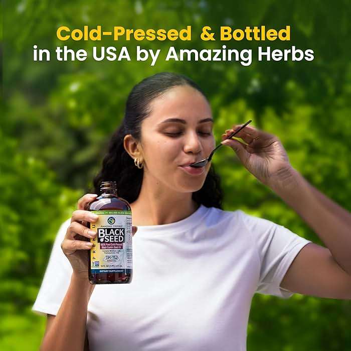 Amazing Herbs Premium Liquid Black Seed Oil - Cold Pressed with Nigella & Sativa, Aids in Digestive Health, Omegas 3 6 & 9, Immune Support, Brain Function, Non GMO, for Men and Women - 8 Fl Oz - Image 5