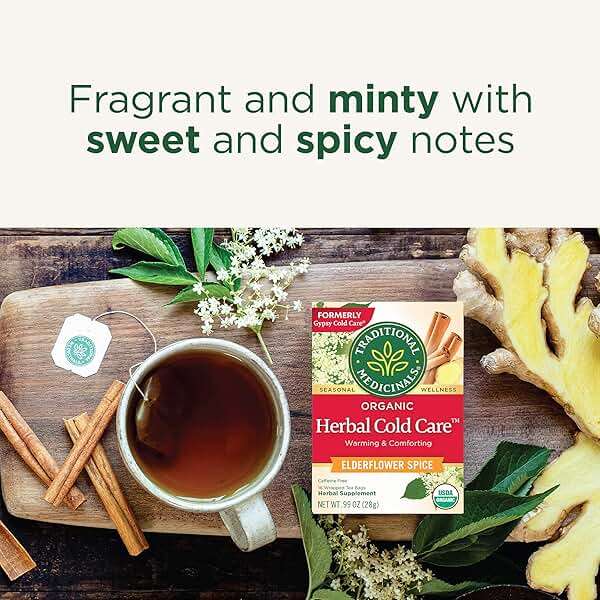 Traditional Medicinals Tea, Herbal Cold Care Seasonal Tea with Elderflower Spice, Kosher, Non-GMO, Caffeine-Free, Compostable - 96 Tea Bags (6 Pack) - Image 4