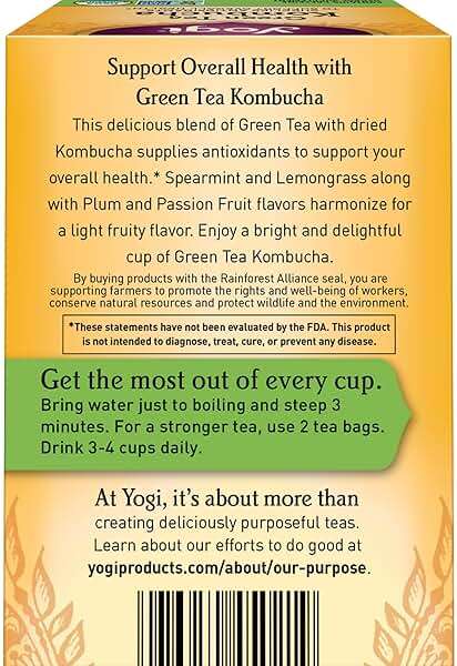 Yogi Tea - Green Tea Kombucha (6 Pack) - Supplies Antioxidants to Support Overall Health - Contains Caffeine - 96 Organic Green Tea Bags - Image 3