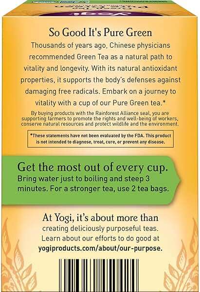Yogi Tea Pure Green Tea - 16 Bags per Pack (6 Packs) - Organic - Supports Overall Health & Provides Antioxidants - Image 2