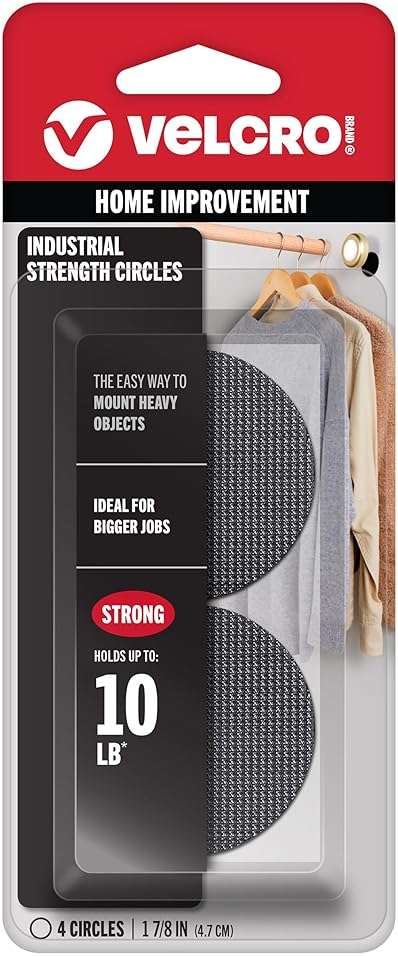 VELCRO Brand Industrial Fasteners Stick-On Adhesive | Professional Grade Heavy Duty Strength | Indoor Outdoor Use, 1 7/8in, Circles 4 Sets - Image 1