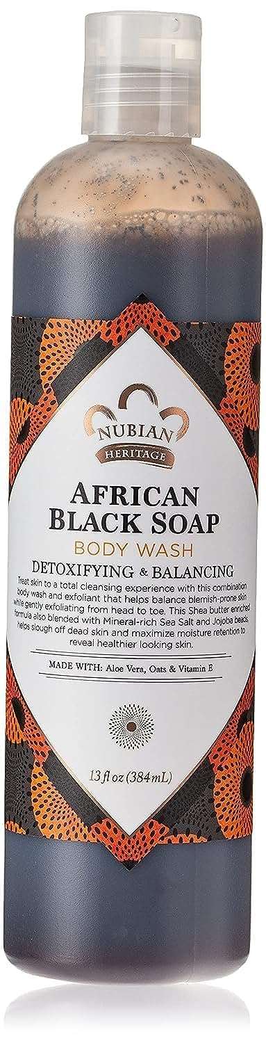 Nubian Heritage Body Wash, African Black Soap, 13 Fluid Ounce - Image 1