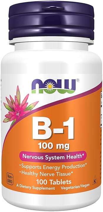 NOW Foods Supplements, Vitamin B-1 100 mg, Energy Production*, Nervous System Health*, 100 Tablets - Image 1