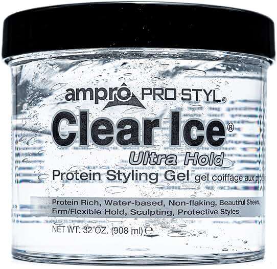 AmPro Pro Styl Clear Ice Styling Gel - Protects and Strengthens Your Strands - Non-Flaking, Alcohol Free, Vegan Formula - Flexible, Touchable Hold for All Hair Types - 32 oz - Image 1