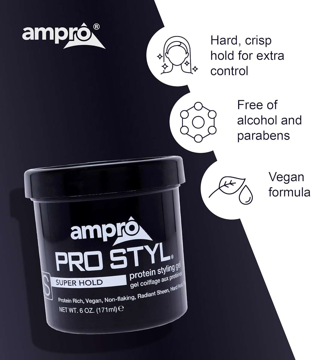AmPro Pro Styl Styling Gel - Protects and Strengthens Your Strands - Non-Flaking, Alcohol Free, Vegan Formula - Flexible, Touchable Hold for All Hair Textures - Super Hold - 6 oz - Image 5