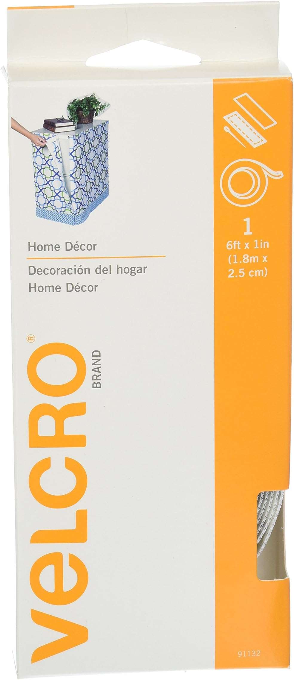VELCRO Brand Velcro Home Decor Tape Roll 1" x 6' White - Image 1