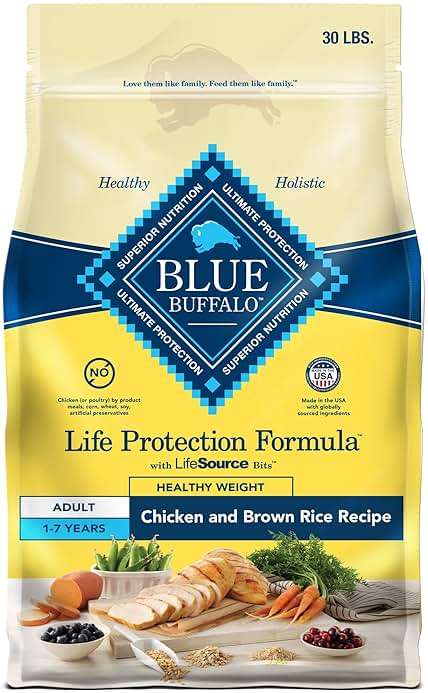 Blue Buffalo Life Protection Formula Healthy Weight Adult Dry Dog Food, Chicken & Brown Rice, Supports Immunity with Antioxidant-Rich LifeSource Bits, Promotes Lean Muscles & Weight Control, 30 lbs. - Image 1
