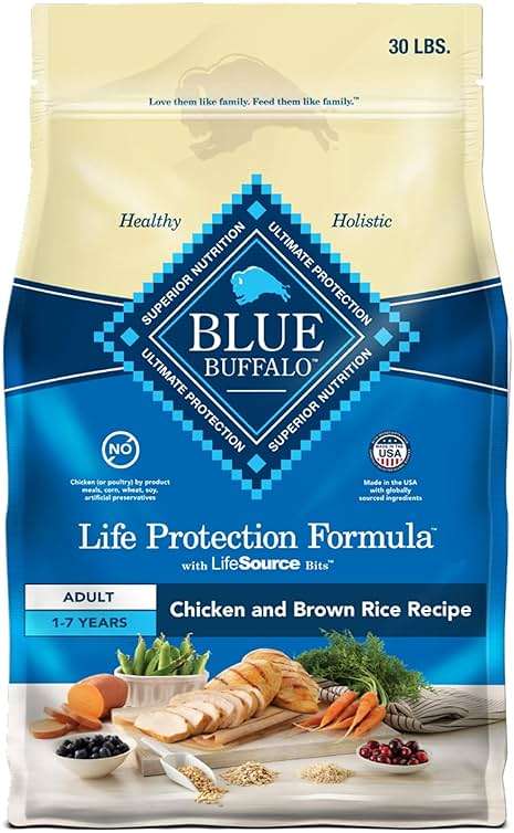 Blue Buffalo Life Protection Formula Chicken & Brown Rice Adult Dry Dog Food, Supports Immunity with Antioxidant-Rich LifeSource Bits, Promotes Healthy Muscle Development, Skin & Coat Health, 30 lbs. - Image 1