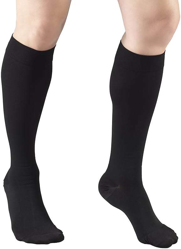 Truform 20-30 mmHg Compression Stockings for Men and Women Knee High Length Closed Toe, Black, Large - Image 2