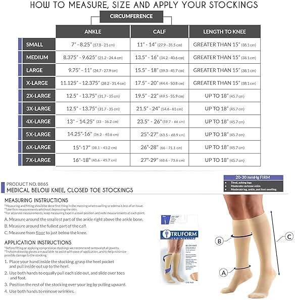 Truform 20-30 mmHg Compression Stockings for Men and Women Knee High Length Closed Toe, Black, Large - Image 3
