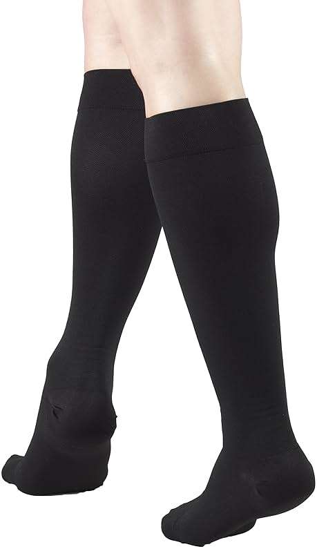 Truform 20-30 mmHg Compression Stockings for Men and Women Knee High Length Closed Toe, Black, Large - Image 4