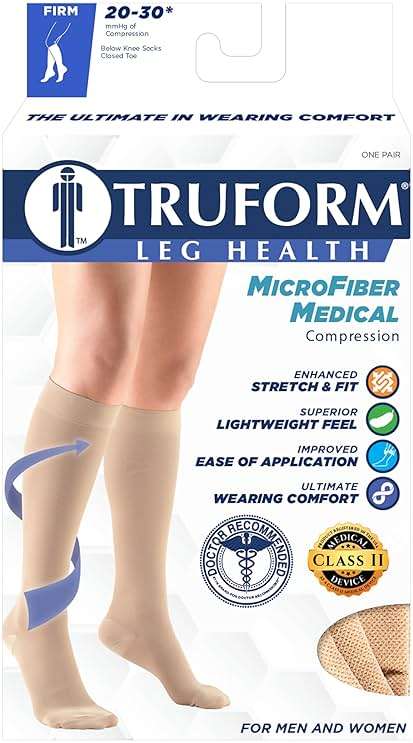 Truform 20-30 mmHg Compression Stockings for Men and Women Knee High Length Closed Toe, Black, Large - Image 6