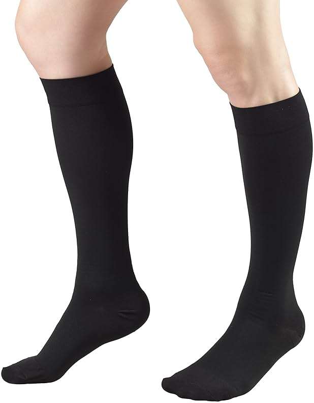 Truform 20-30 mmHg Compression Stockings for Men and Women Knee High Length Closed Toe, Black, Large - Image 7