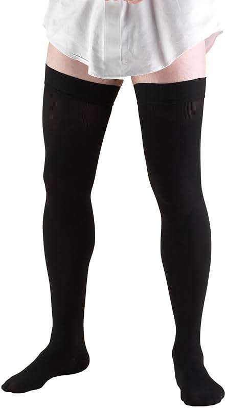 Truform Compression Socks, 20-30 mmHg, Men's Dress Socks, Thigh High Over Knee Length, Black, X-Large - Image 1