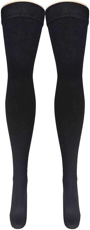 Truform Compression Socks, 20-30 mmHg, Men's Dress Socks, Thigh High Over Knee Length, Black, X-Large - Image 2