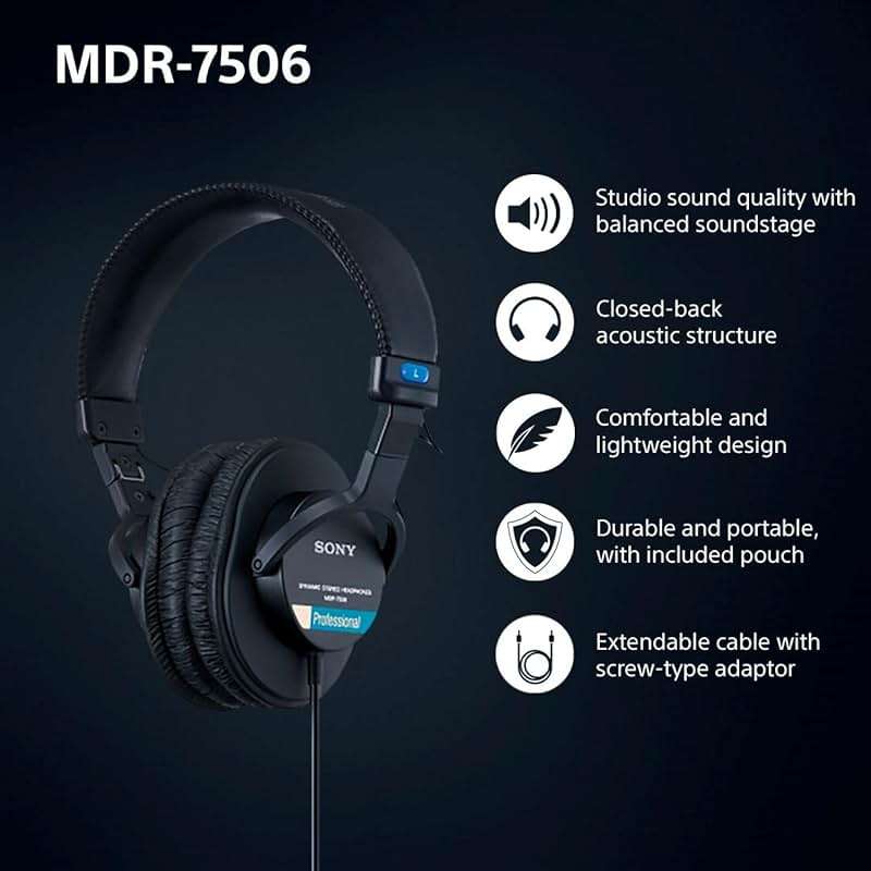 Sony MDR7506 Professional Large Diaphragm Headphone - Image 4