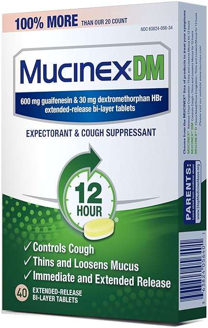 Mucinex DM 12Hr Chest Congestion & Cough Medicine For Adults, Cold And Cough Medicine for Excess Mucus Relief, 600 mg Guaifenesin & 30 mg Dextromethorphan HBr, 40 Bi-Layer Tablets - Image 12