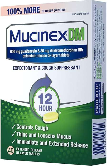 Mucinex DM 12Hr Chest Congestion & Cough Medicine For Adults, Cold And Cough Medicine for Excess Mucus Relief, 600 mg Guaifenesin & 30 mg Dextromethorphan HBr, 40 Bi-Layer Tablets - Image 17