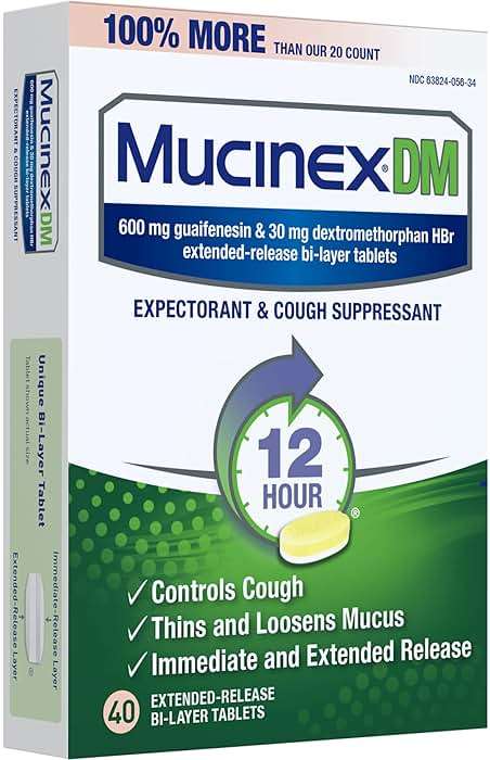 Mucinex DM 12Hr Chest Congestion & Cough Medicine For Adults, Cold And Cough Medicine for Excess Mucus Relief, 600 mg Guaifenesin & 30 mg Dextromethorphan HBr, 40 Bi-Layer Tablets - Image 18