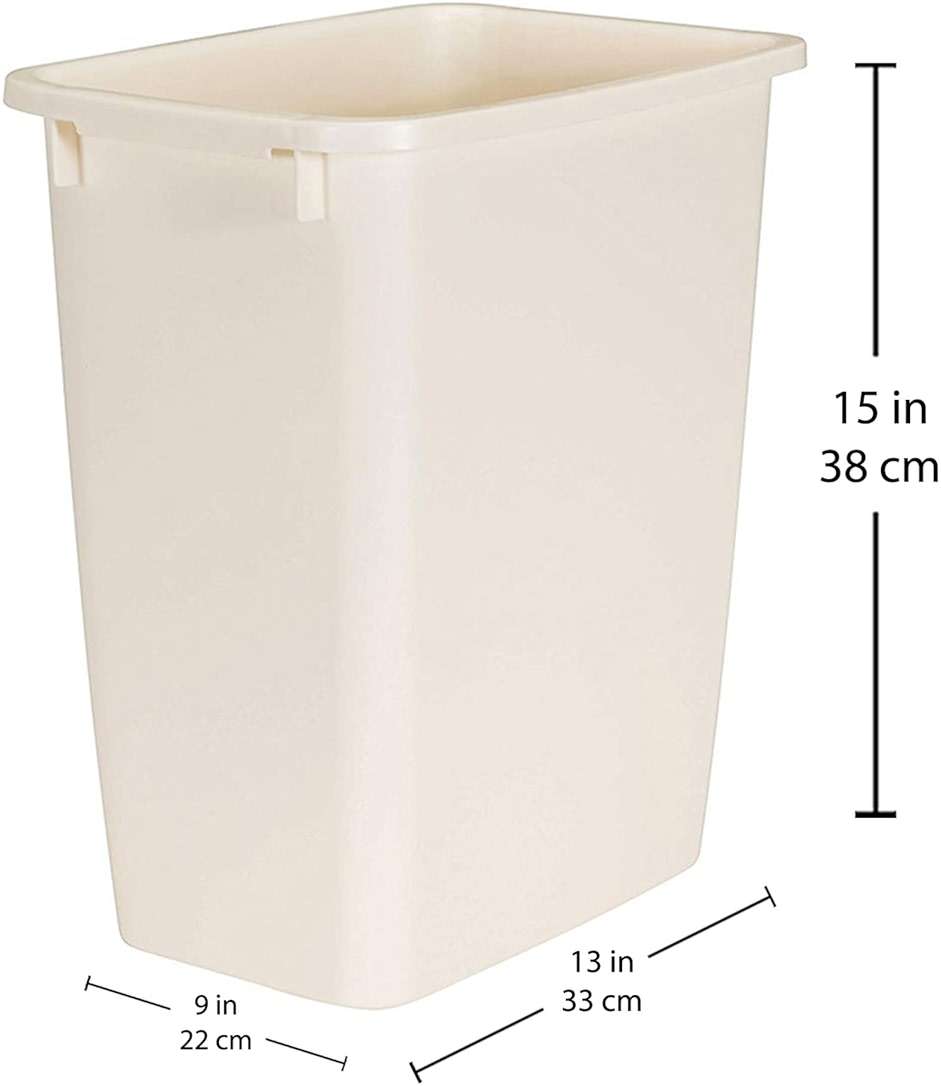 Rubbermaid 21 Quart Traditional Kitchen Bathroom and Office Rectangular Plastic Open Wastebasket Trash Can Bisque - Image 2