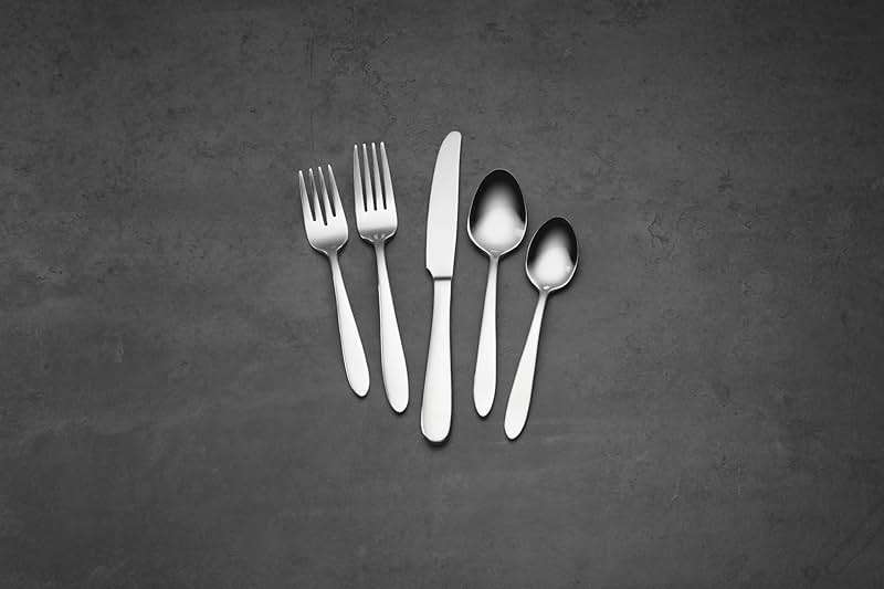 Oneida Silverware Set For 8, Mooncrest 45-Piece Everyday Flatware Set with Serving Utensils, Service For 8, 18/0 Stainless Steel and Dishwasher Safe, Knives Spoons And Forks Sets (Silver, 45 Piece) - Image 9