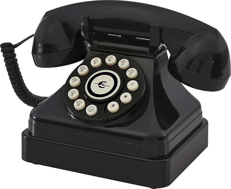 Crosley CR62-BK Kettle Classic Corded Desk Phone - Landline for Home with Retro Rotary Style, Black - Image 1