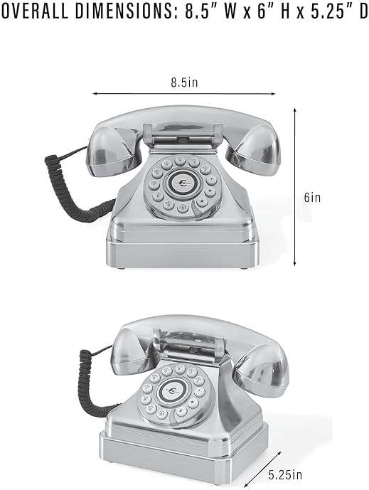 Crosley CR62-BK Kettle Classic Corded Desk Phone - Landline for Home with Retro Rotary Style, Black - Image 5