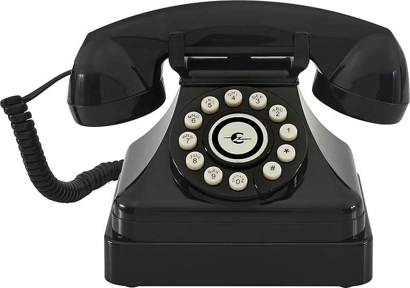 Crosley CR62-BK Kettle Classic Corded Desk Phone - Landline for Home with Retro Rotary Style, Black - Image 7