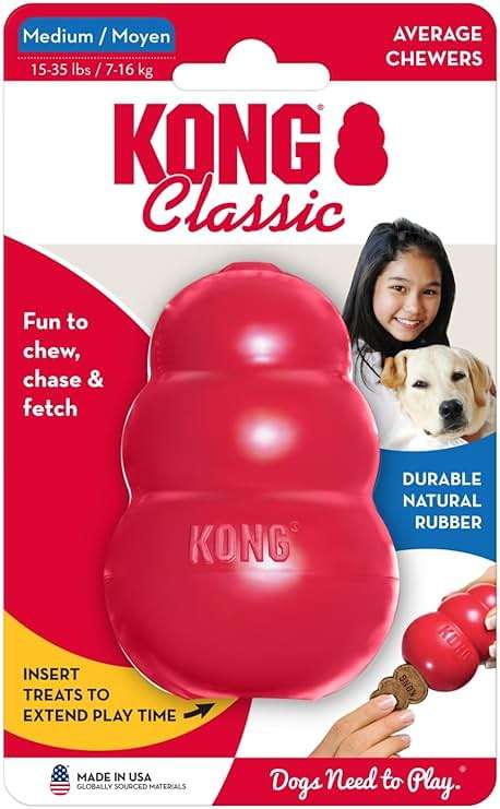 KONG Classic Stuffable Dog Toy - Fetch & Chew Toy for Dogs - Treat-Filling Capabilities & Erratic Bounce for Extended Play Time - Durable Natural Rubber Material - for Medium Dogs - Image 9