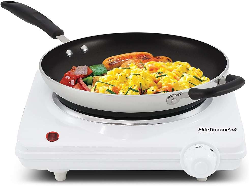 Elite Gourmet ESB-301F Countertop Single Cast Iron Burner, 1000 Watts Electric Hot Plate, Temperature Controls, Power Indicator Lights, Easy to Clean, White - Image 6