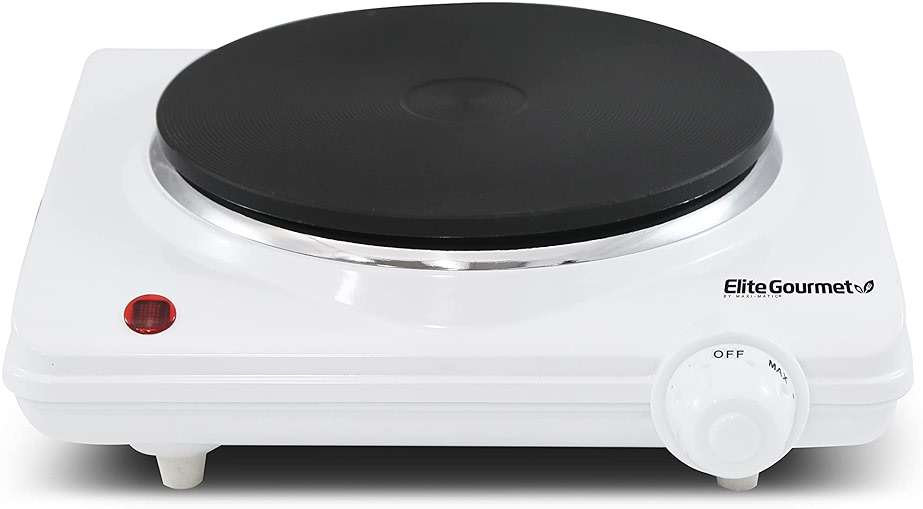 Elite Gourmet ESB-301F Countertop Single Cast Iron Burner, 1000 Watts Electric Hot Plate, Temperature Controls, Power Indicator Lights, Easy to Clean, White - Image 7