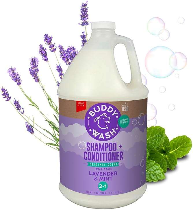 Buddy Wash 2-in-1 Dog Shampoo and Conditioner for Dog Grooming, Lavender & Mint, 1 gal. Bottle - Image 1