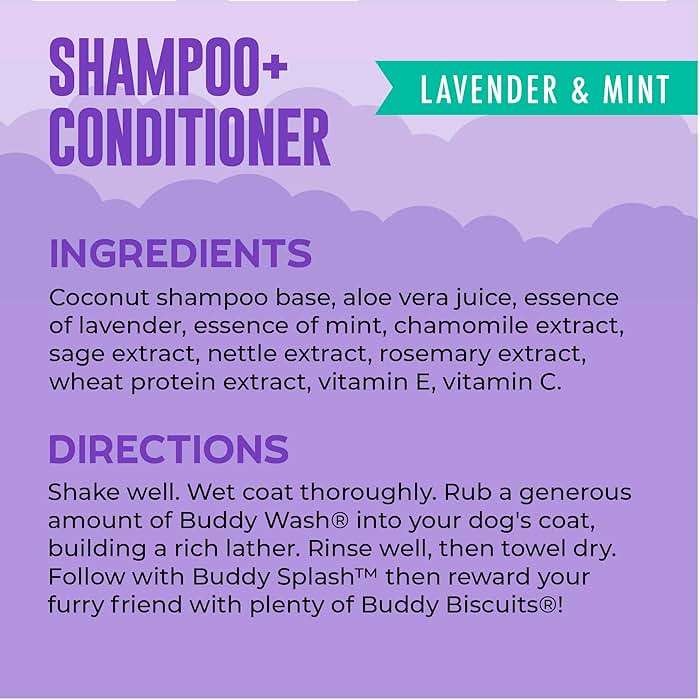 Buddy Wash 2-in-1 Dog Shampoo and Conditioner for Dog Grooming, Lavender & Mint, 1 gal. Bottle - Image 3
