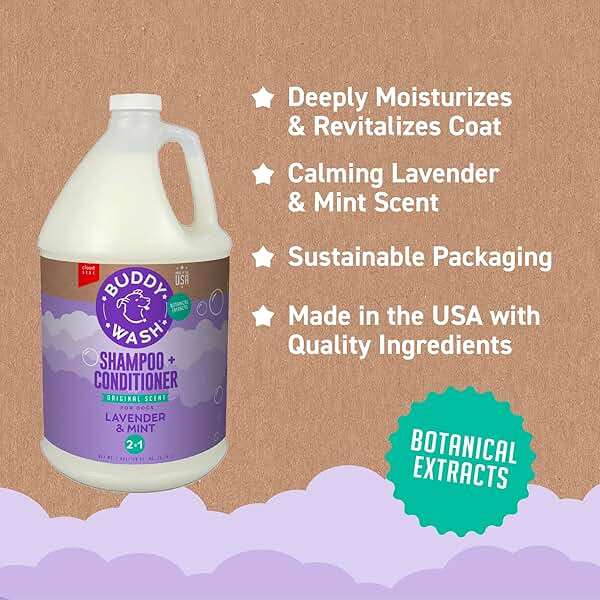 Buddy Wash 2-in-1 Dog Shampoo and Conditioner for Dog Grooming, Lavender & Mint, 1 gal. Bottle - Image 6