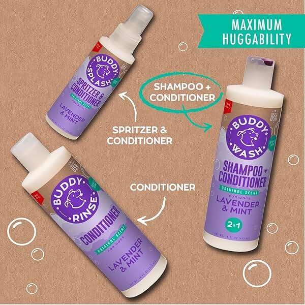 Buddy Wash 2-in-1 Dog Shampoo and Conditioner for Dog Grooming, Lavender & Mint, 1 gal. Bottle - Image 7