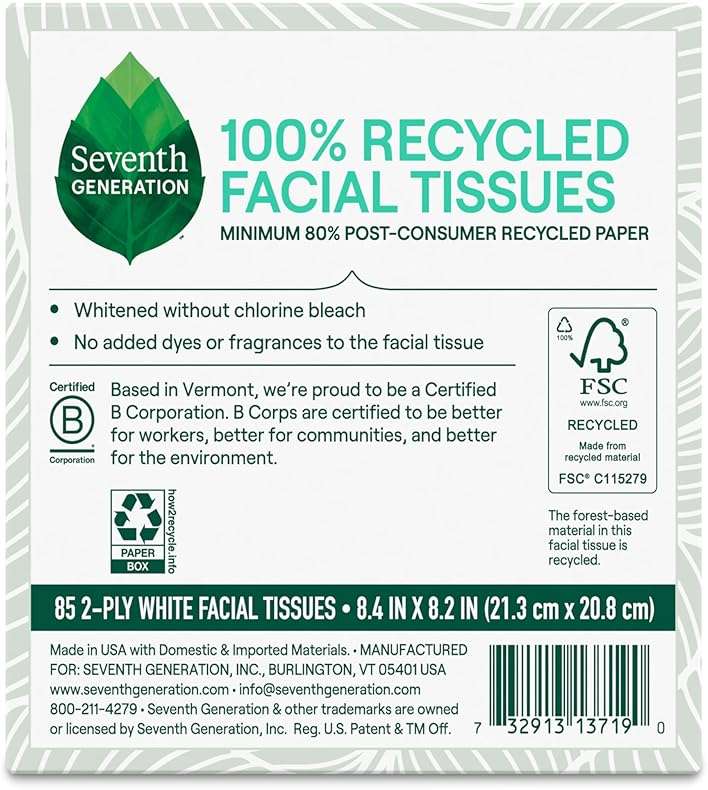 Seventh Generation Facial Tissue, 2-Ply Sheets, 85-Count Boxes (Pack of 36) - Image 2