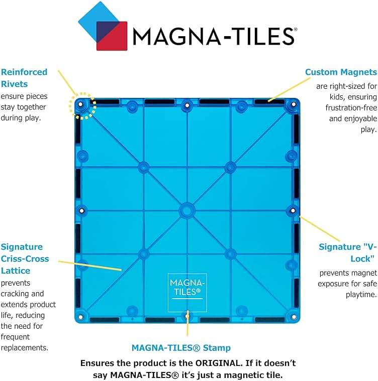 MAGNA-TILES Classic 32-Piece Magnetic Construction Set, The ORIGINAL Magnetic Building Brand - Image 3