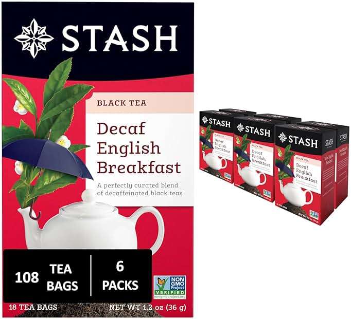 Stash Tea Decaf English Breakfast Black Tea - Decaf, Non-GMO Project Verified Premium Tea with No Artificial Ingredients, 18 Count (Pack of 6) - 108 Bags Total - Image 1