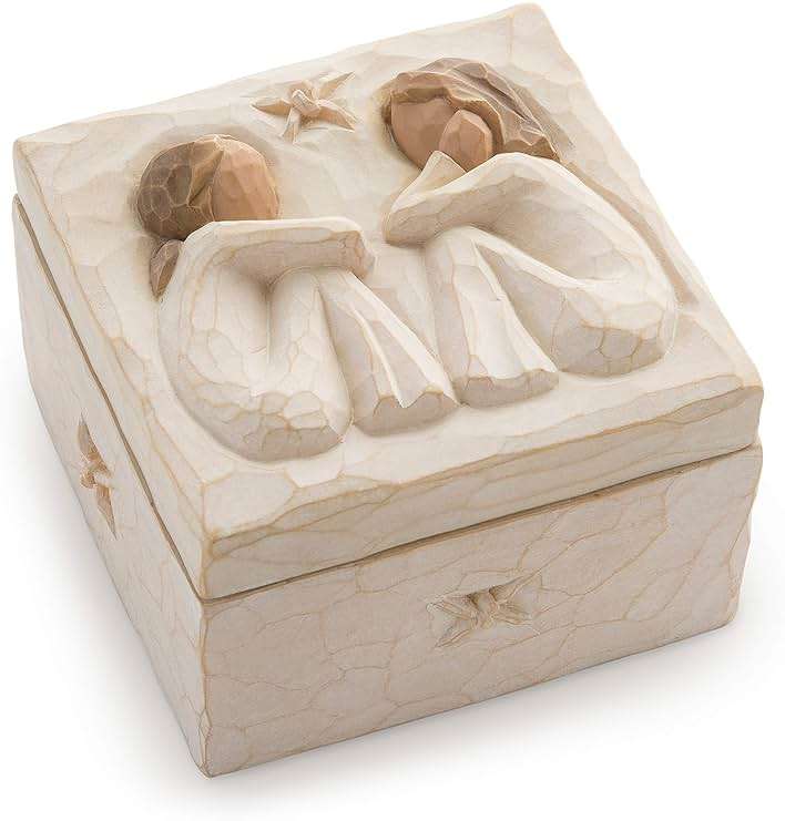 Willow Tree Friendship Keepsake Box, Forever True, Forever Friends, Holds Jewelry and Treasures, Carving of Best Friends or Sisters, Sculpted Hand-Painted Keepsake Box - Image 1