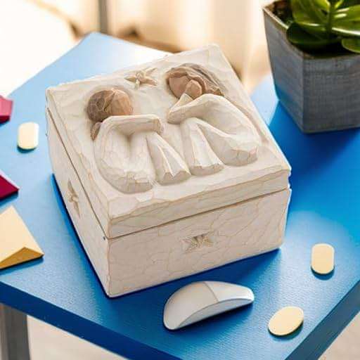 Willow Tree Friendship Keepsake Box, Forever True, Forever Friends, Holds Jewelry and Treasures, Carving of Best Friends or Sisters, Sculpted Hand-Painted Keepsake Box - Image 2